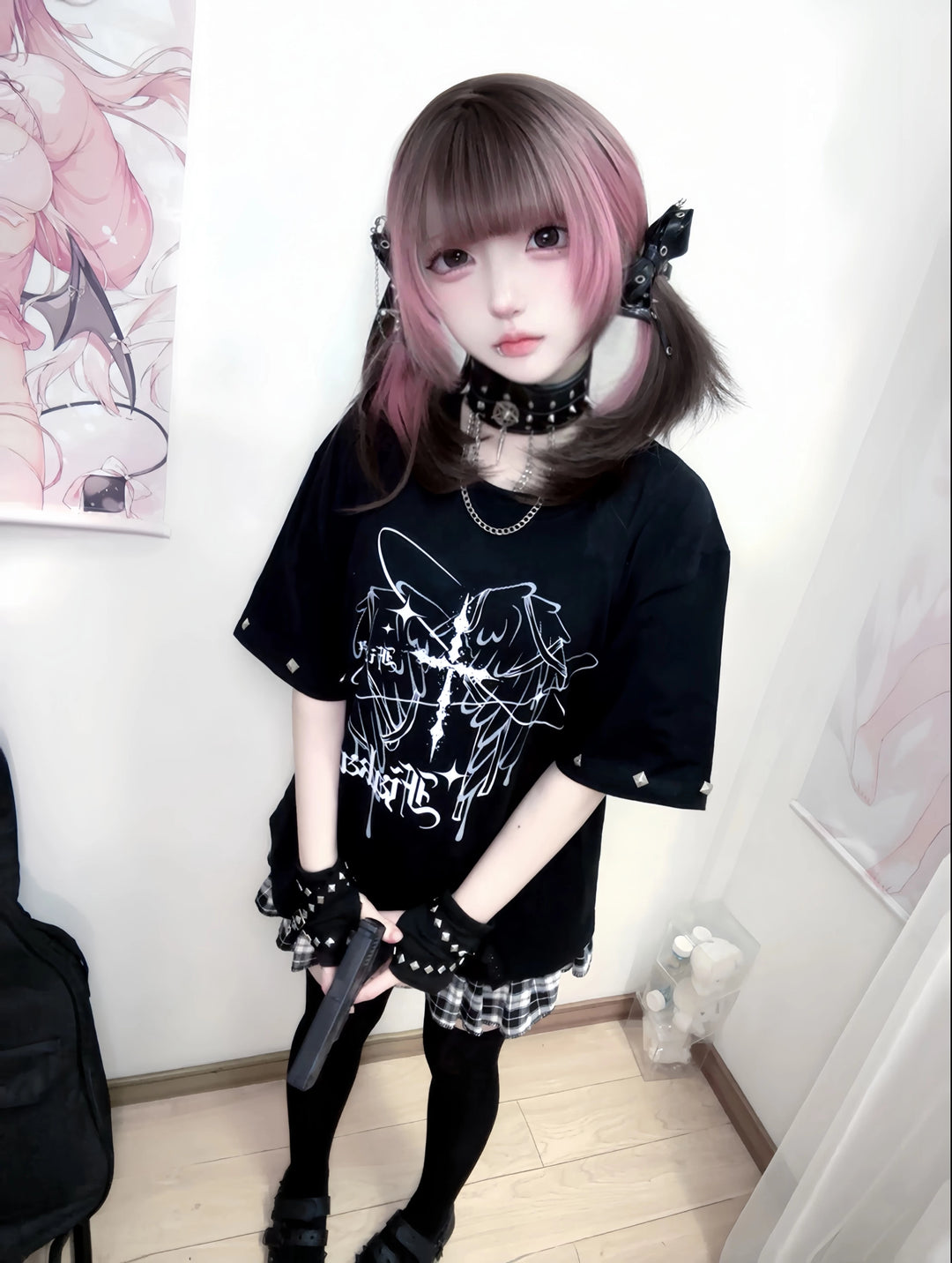 Subculture Cotton T-shirt, Studded Cufss 45291:848196