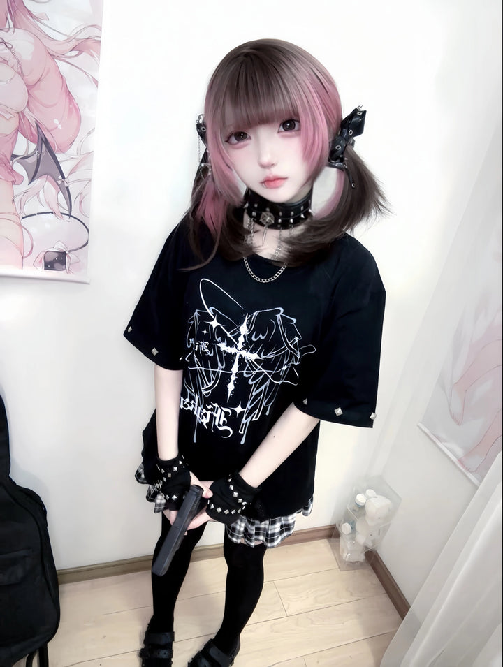 Subculture Cotton T-shirt, Studded Cufss 45291:848196