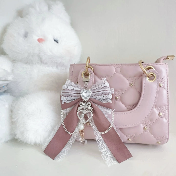 Ryousangata Bow Bag Pendant, Heart Rhinestone and Chain 45525:852252