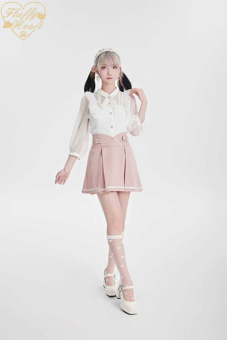 Jirai Kei Skirt Black Pink Skirt Lace Box Pleated Skirt No Restock 32912:443730 32912:443730