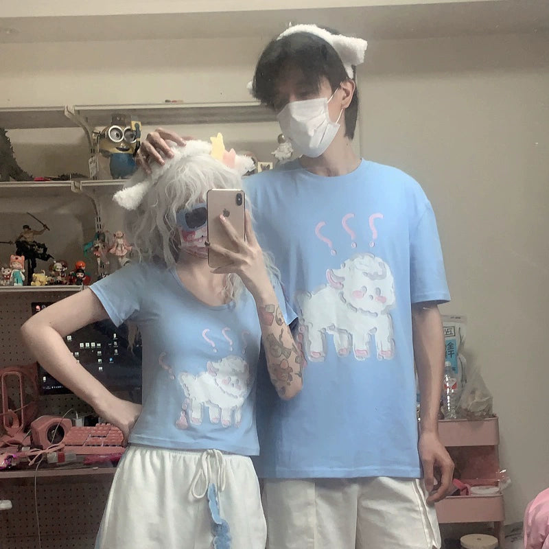 Kawaii Blue Pink Couples T-Shirt (L M S) 29202:338780 (L M S) 29202:338780