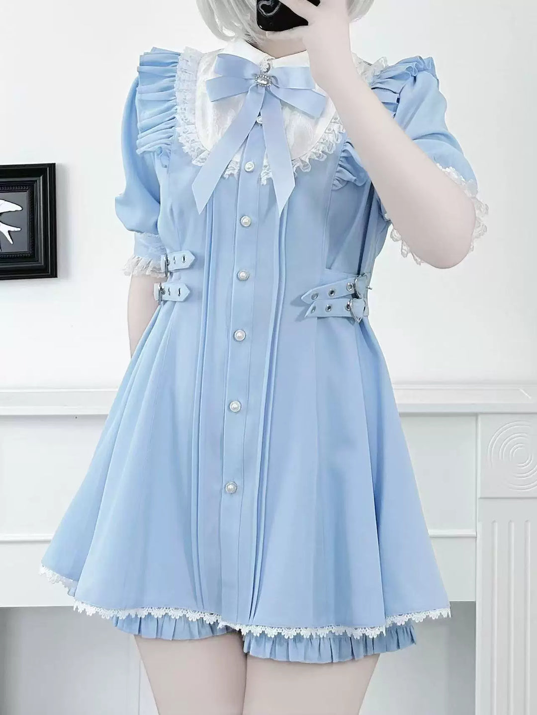 Jirai Kei Striped Dress, Lace Peter Pan Collar (2XL L M S XL) 45561:855055