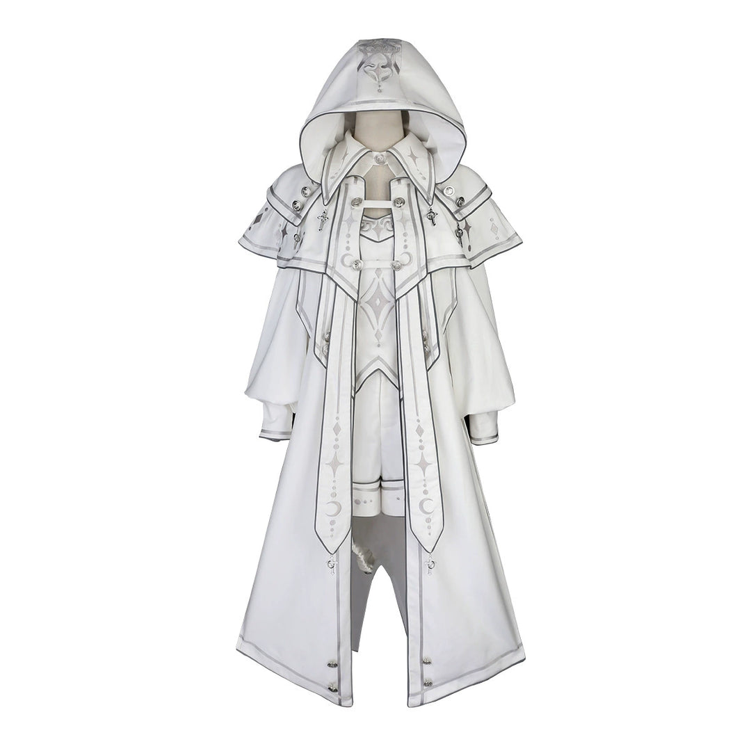 Cyberpunk Cloak Set White Hooded Cloak Top And Shorts (L M S) 38820:602034