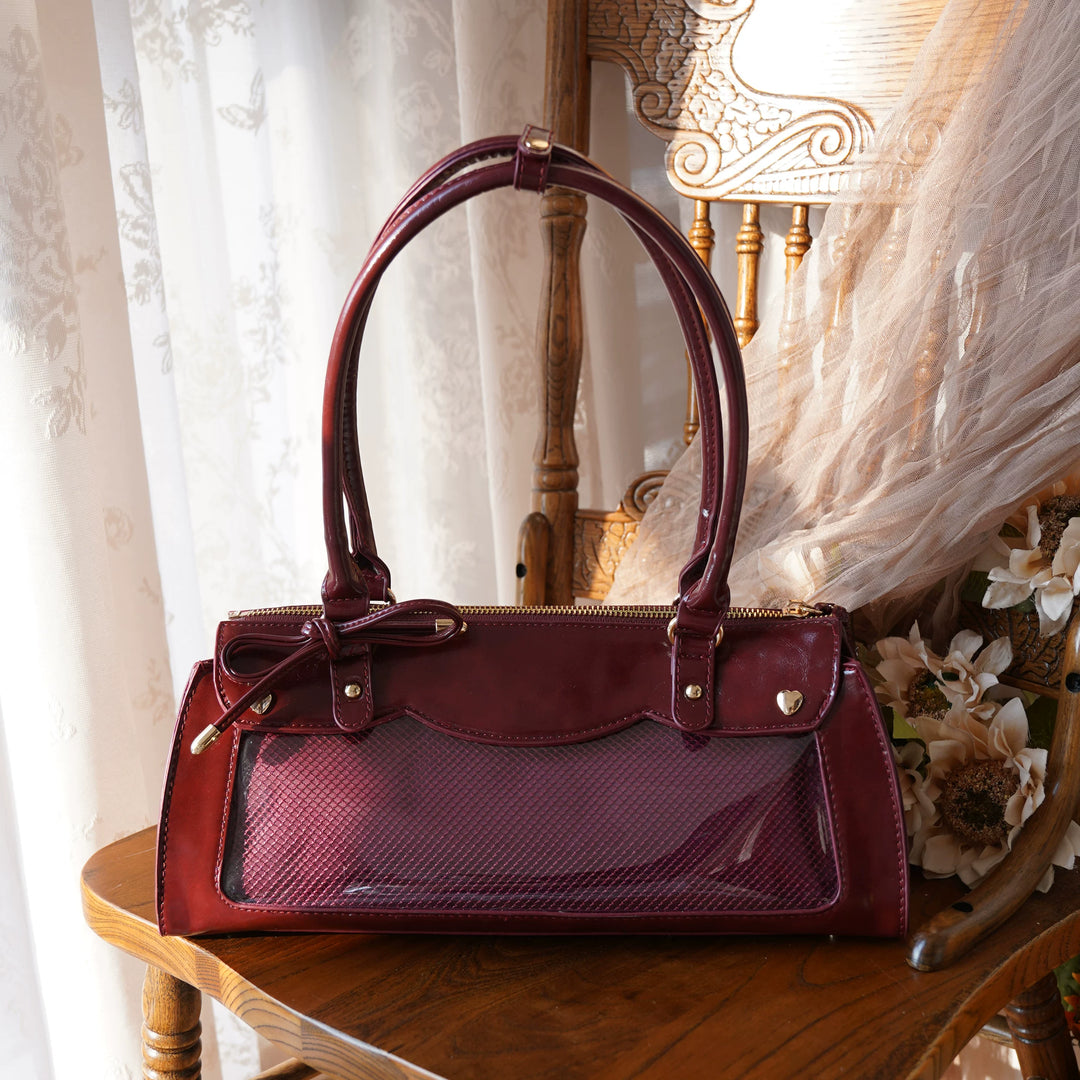 Vintage Baguette Itabag, Detachable Crossbody Shoulder Strap (Burgundy) 45413:848862