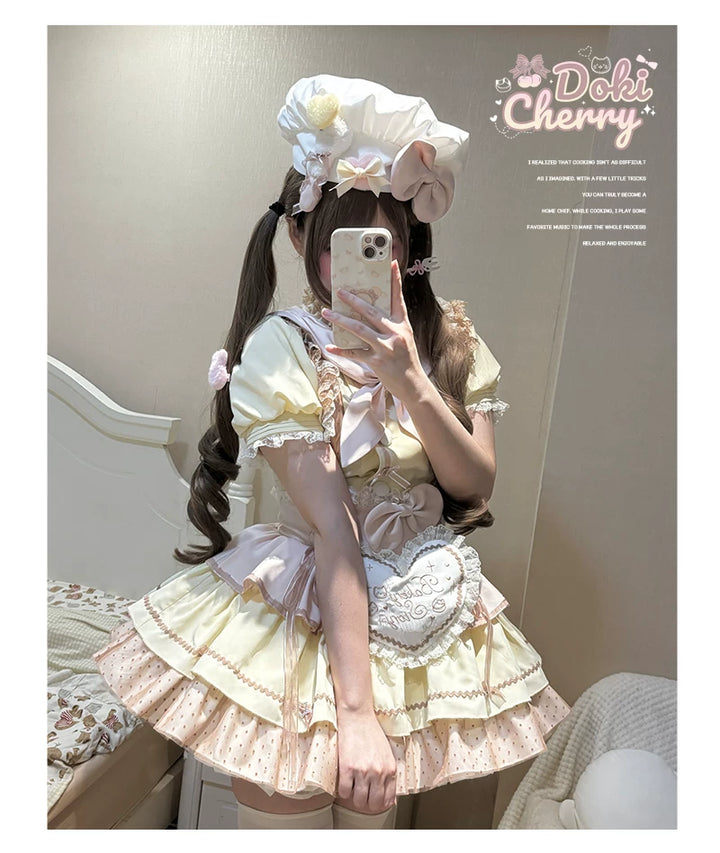 Kawaii Lolita Baker-Inspired Blouse, Suspender Skirt 44466:809200