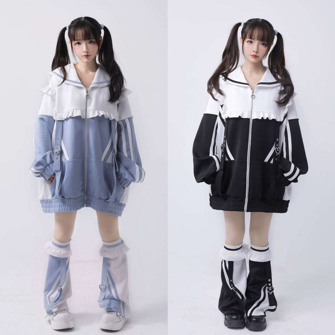 Tenshi Kaiwai Hoodie Sailor Collar Sweatshirt Leg Warmer 34896:481078