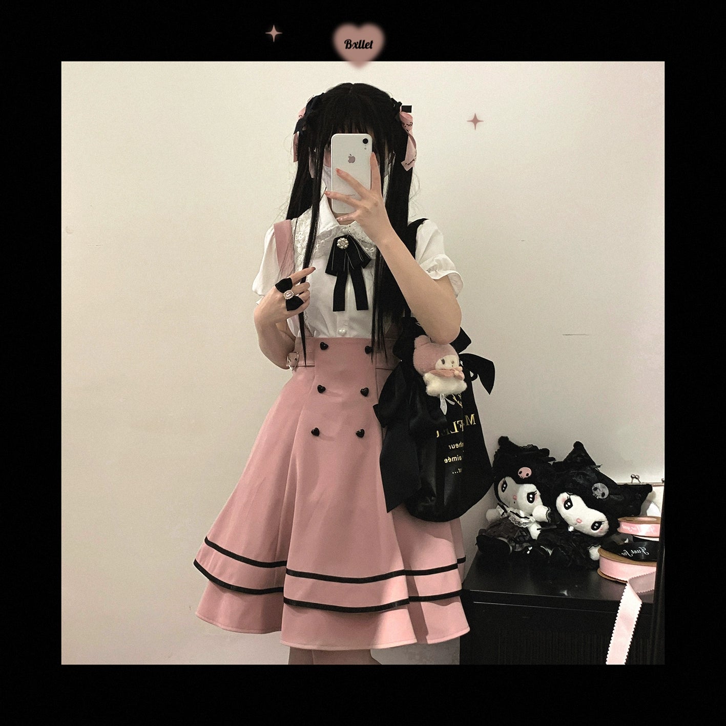 Jirai Kei Skirt Sweet Solid Color Strap Skirt 29540:487196