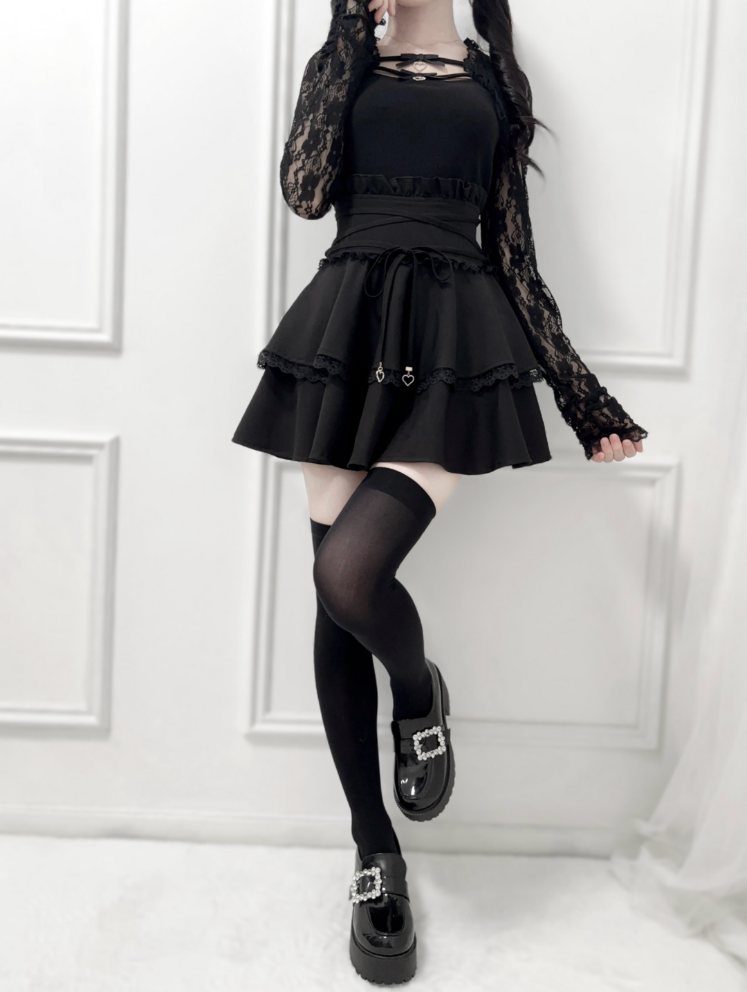 Solid Ryousangata Skirt, Built-in Safety Shorts 43656:782364