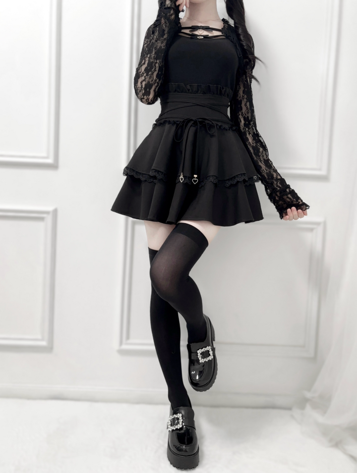 Solid Ryousangata Skirt, Built-in Safety Shorts 43656:782364