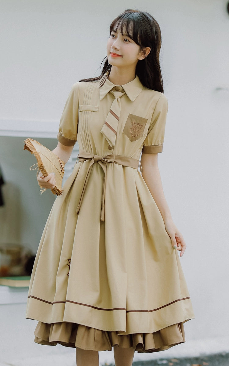Preppy JK Uniform Dress A-line Princess Dress With Cape Multicolor (L M S XL) 42437:760976