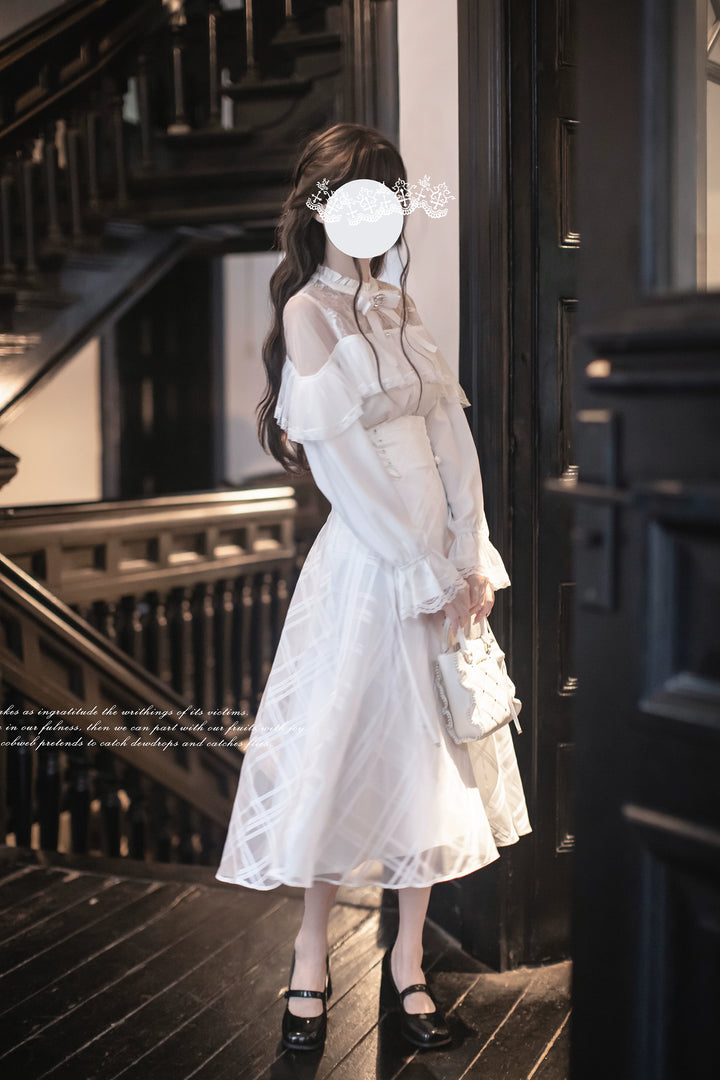Seiso Kei White Blouse, High-Waist Skirt 43758:784921