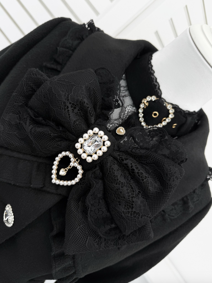 Fluffy Trim Ryousangata Winter Coat, Rhinestone Accents 44200:800825