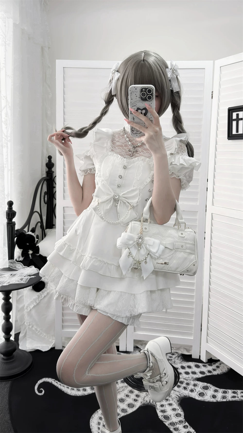Ryousangata Dress and Shorts Set, Heart & Lace 45812:862945