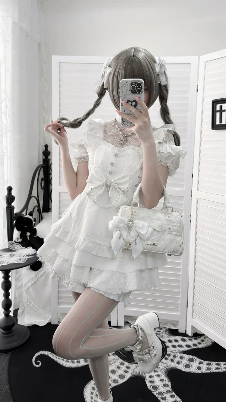 Ryousangata Dress and Shorts Set, Heart & Lace 45812:862945