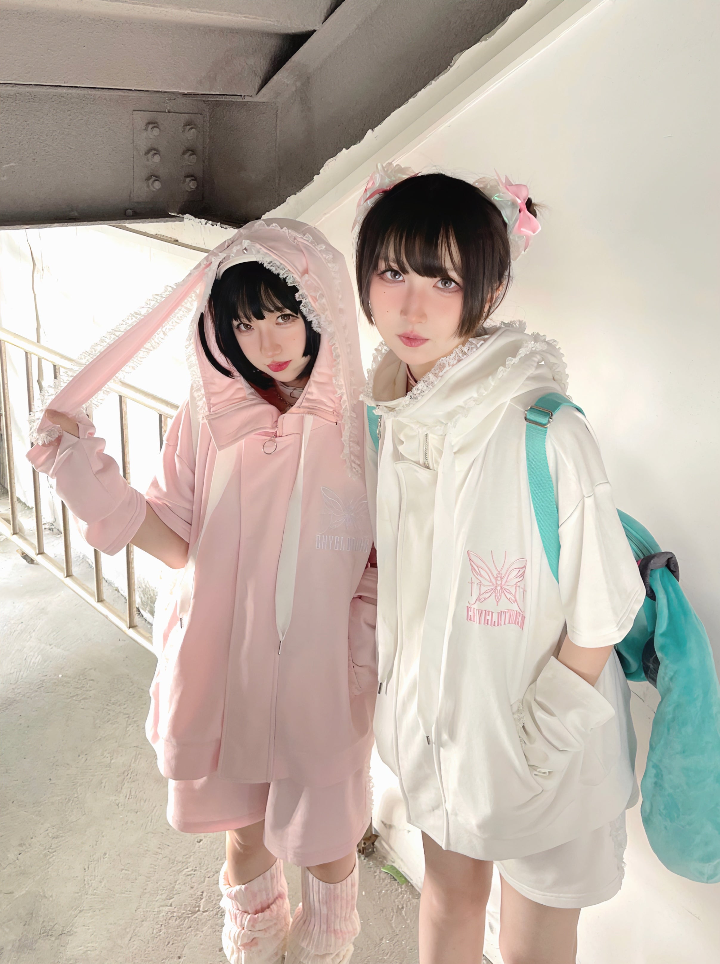 Brand new mens anime Japanese bunny girl chiisana muna popular pink hoodie size small