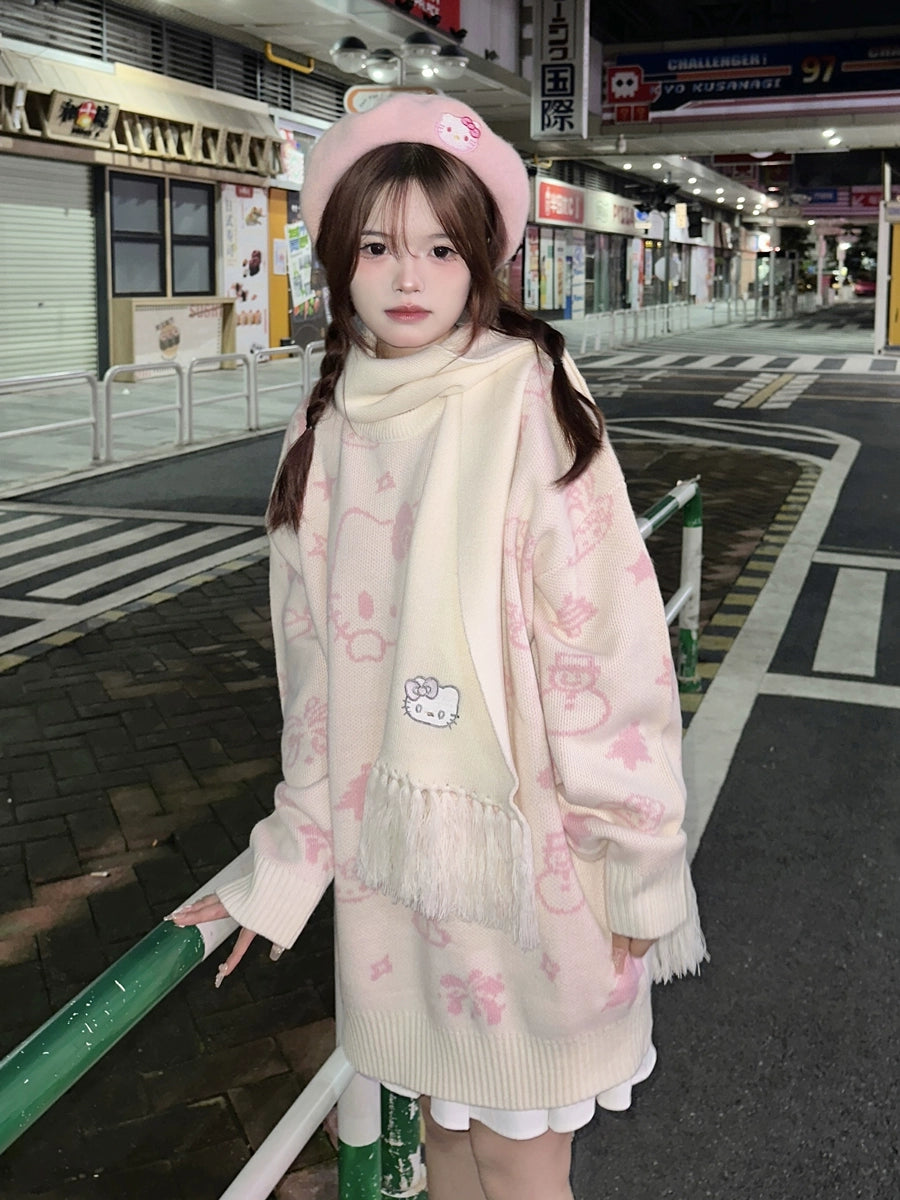 Kawaii Sweater Anime Cat Knitted Sweater 39754:635396