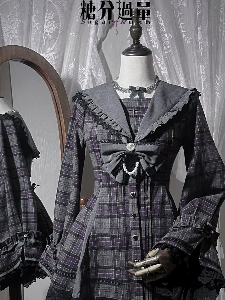 Plaid Jirai Kei Dress Set, Shorts with Side Pockets 44330:805052