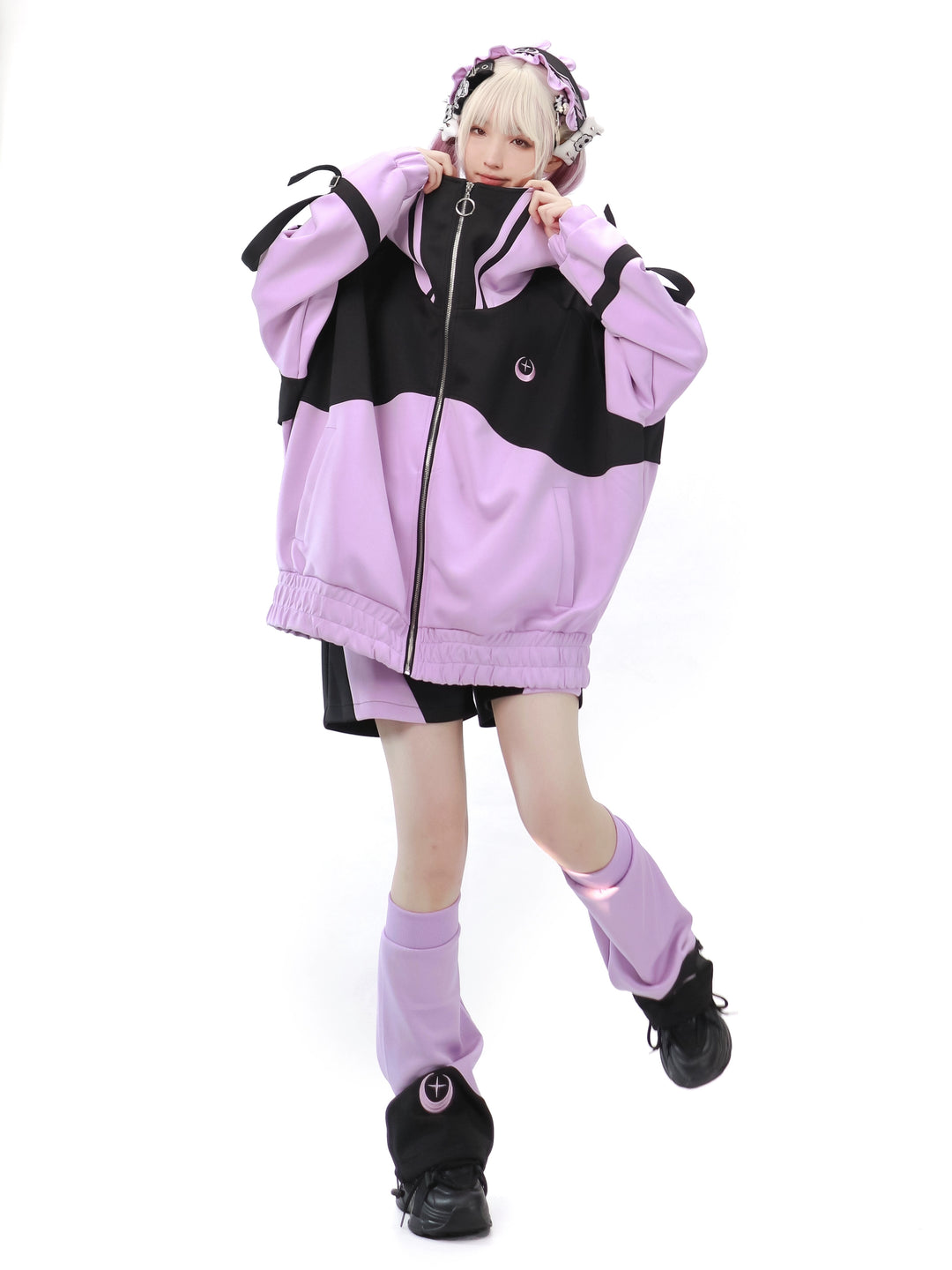 Plus Size Tenshi Kaiwai Coat Loose-fitting Sports Set (L M XL) 29162:357202