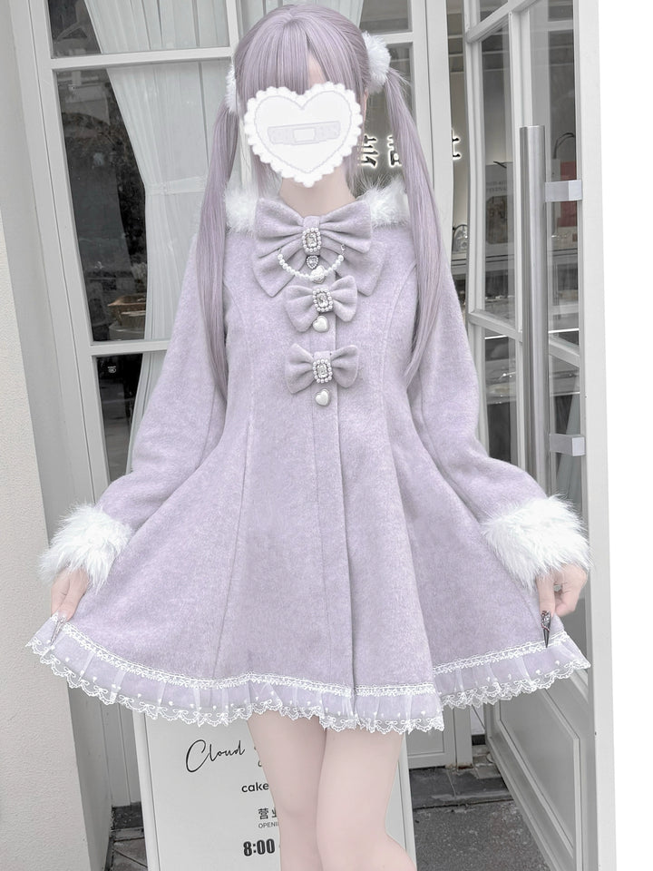 Wool-Blend Ryousangata Coat, Detachable Bunny Ear Hood 44014:793004