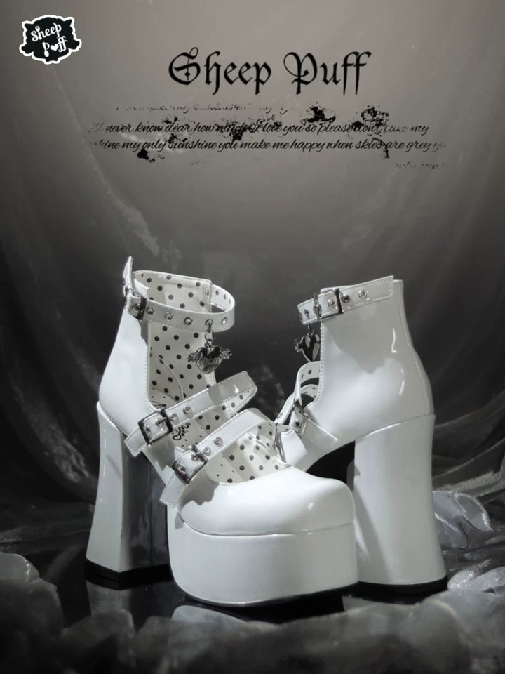 Jirai Kei Platform Heeled Shoes, Heart Charm 45688:860600