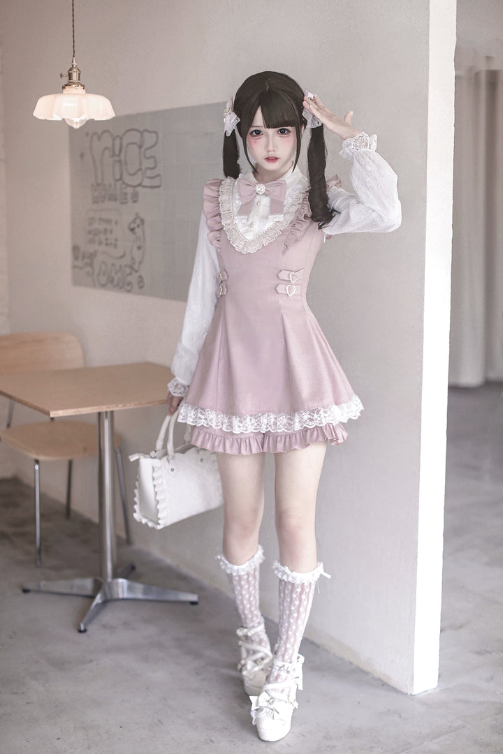 Pink Ryousangata Set Up, Waist-cinching Dress 44923:828671