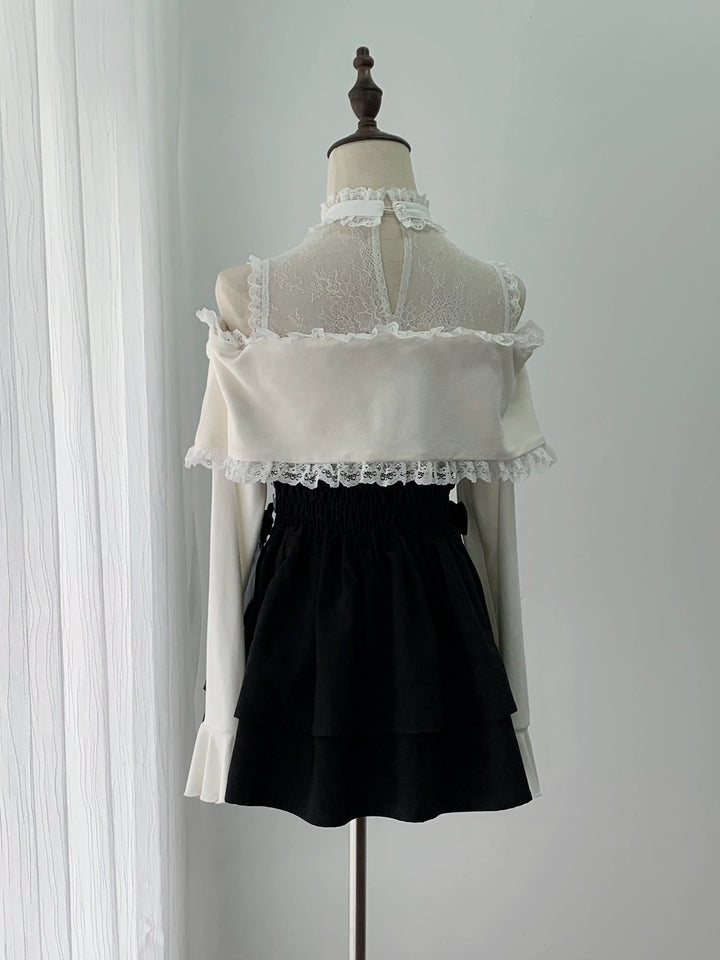 Seiso Kei Sweater and High Waist Skirt Set, Open-Shoulder 45989:871662