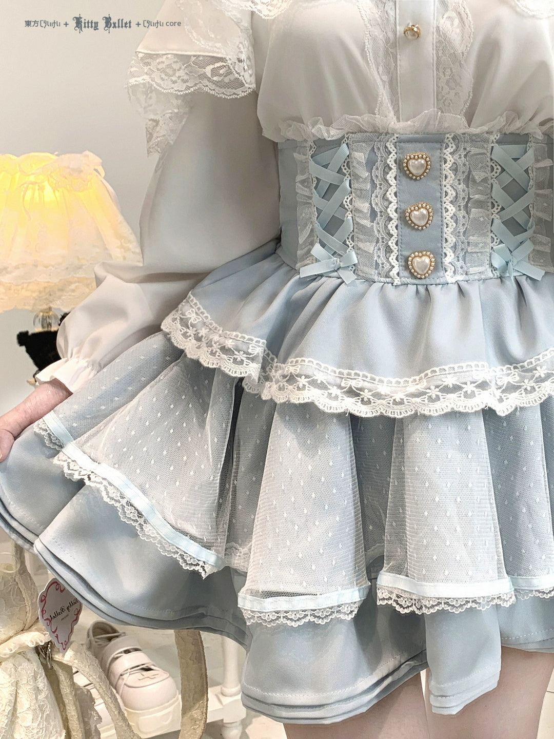Ryousangata High-waist Skirt, Tiered Hem 44003:792862