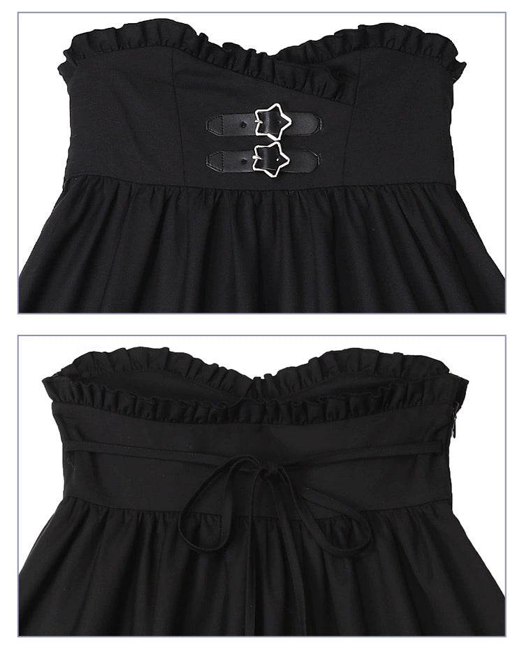 Jirai Kei Blue Long Sleeve Blouse Black Skirt 29514:353434
