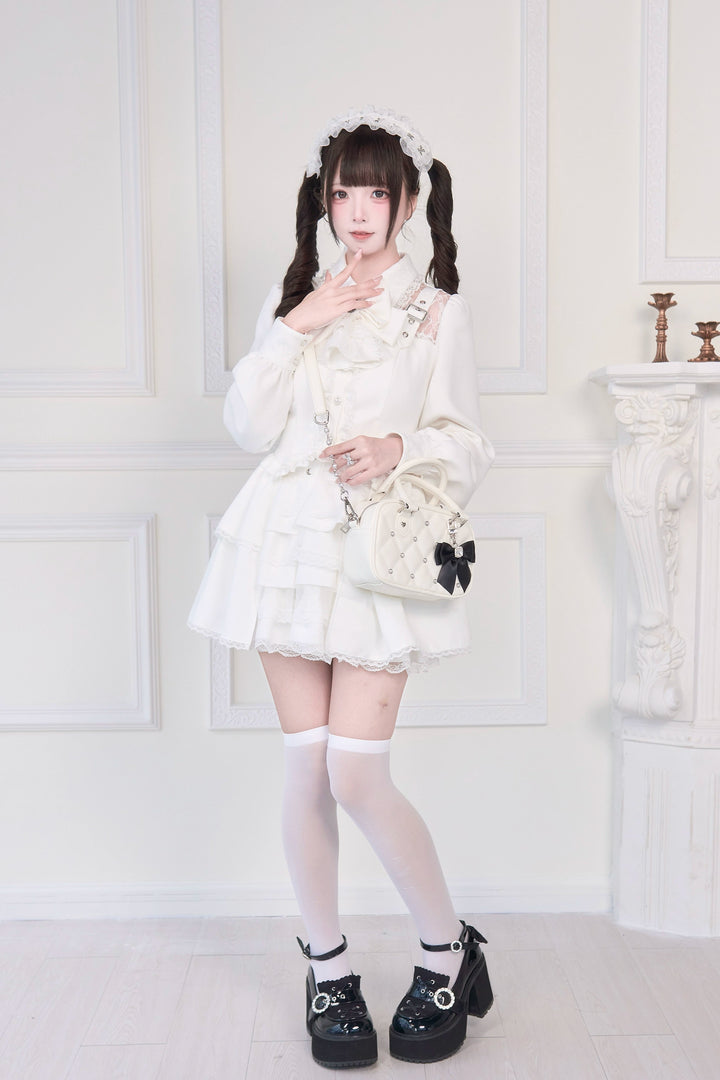 Light Gothic Blouse, Long Tiered Hem, Back Shirring 43588:780742