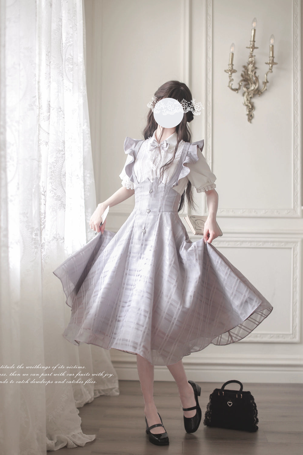 Ryousangata Inspired Jumper Dress Set, Heart-Shaped Buttons 43502:778429