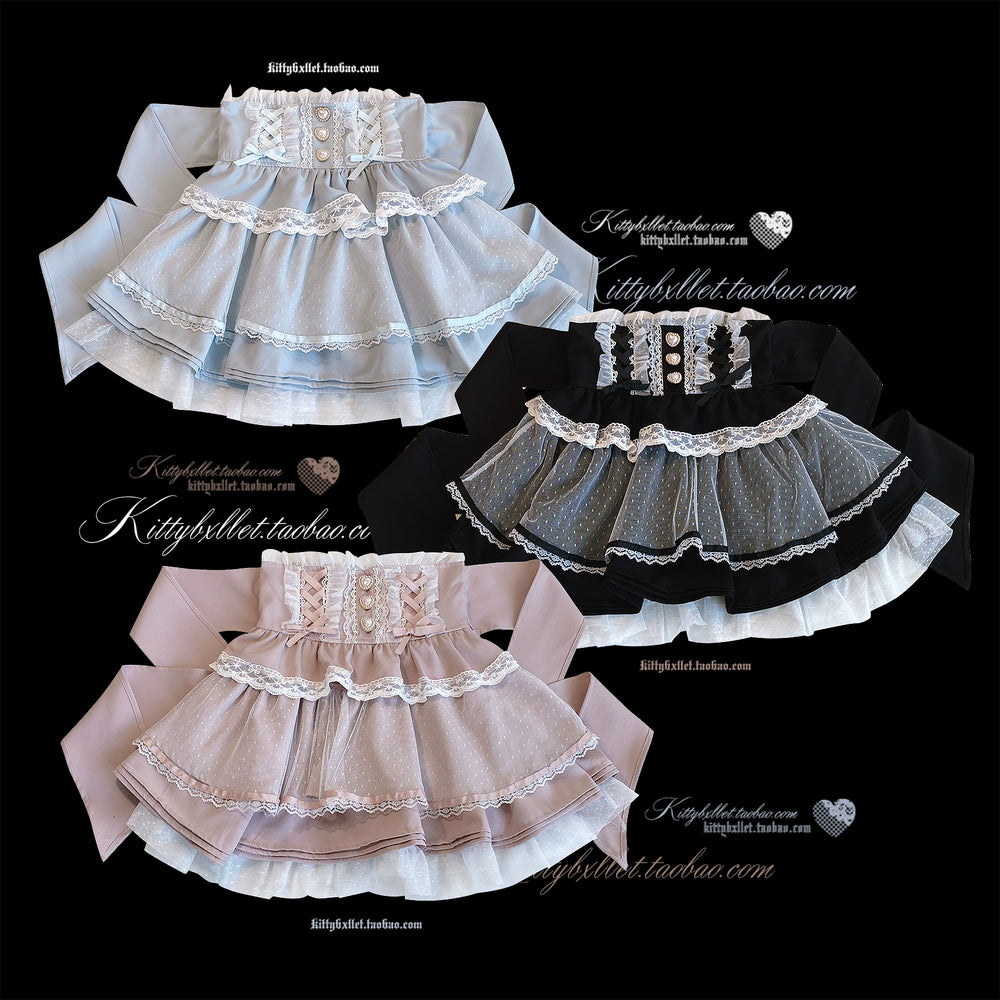 High-waist Rousangata Skirt, Sheer Dot Veil Hem 43693:783058