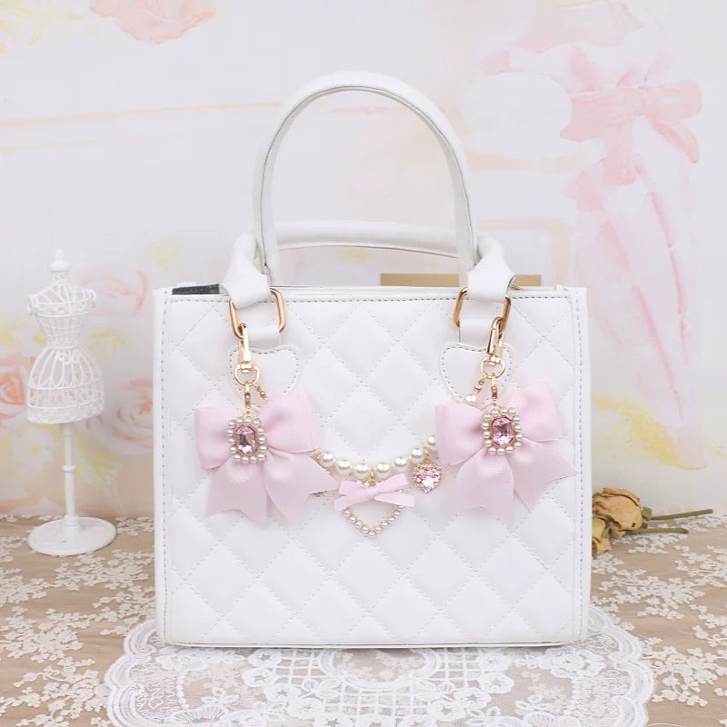 Ryousangata Bag Chain & Bow Charm, Heart-Shaped Rhinestone 45075:839490