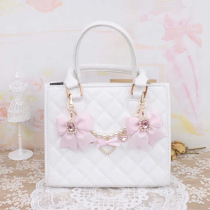 Ryousangata Bag Chain & Bow Charm, Heart-Shaped Rhinestone 45075:839490