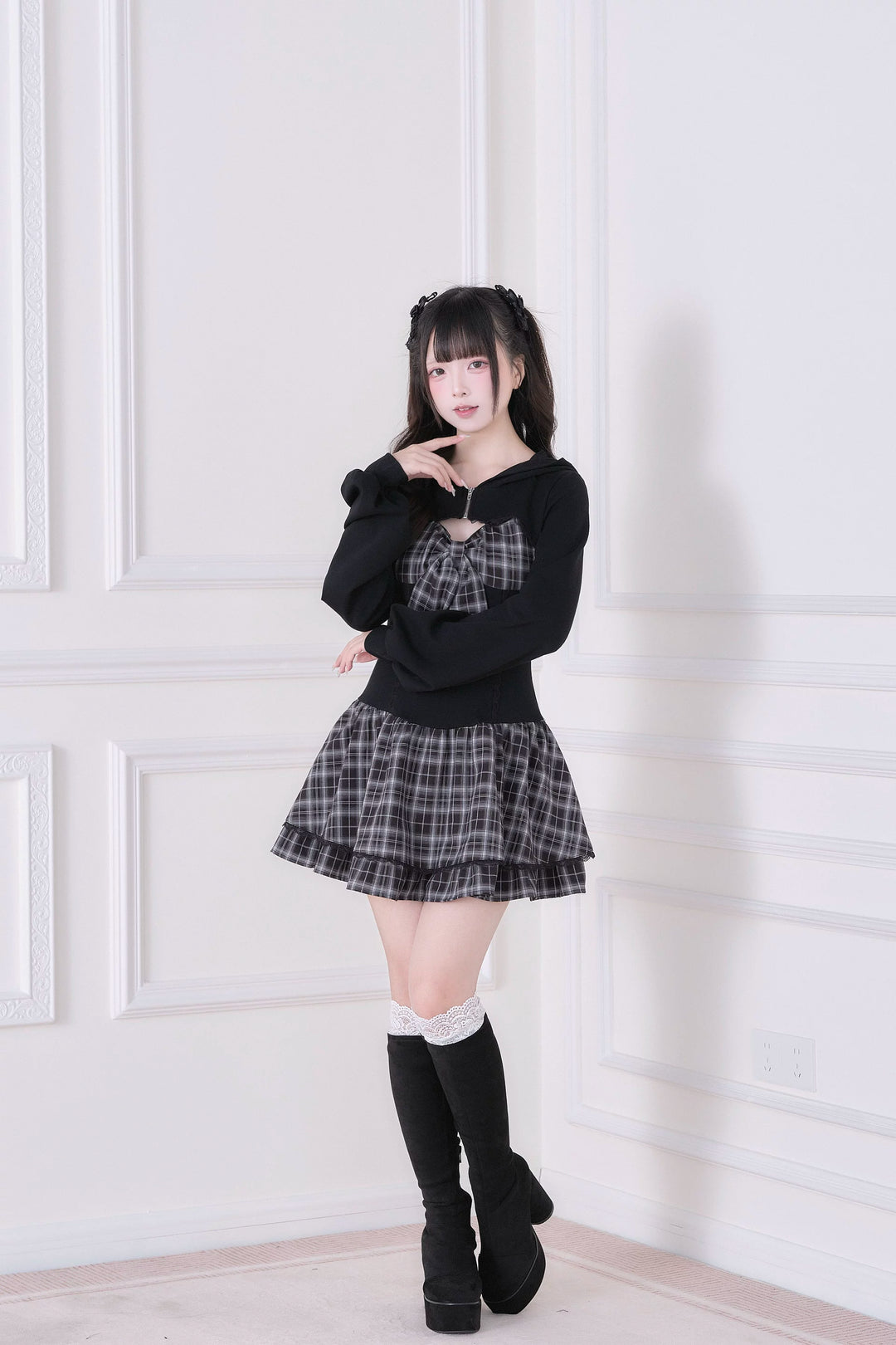 Jirai Kei One-Piece Dress, Hoodie-Inspired 44816:823047