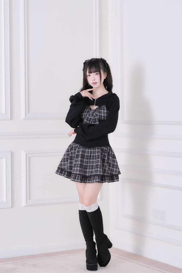 Jirai Kei One-Piece Dress, Hoodie-Inspired 44816:823047