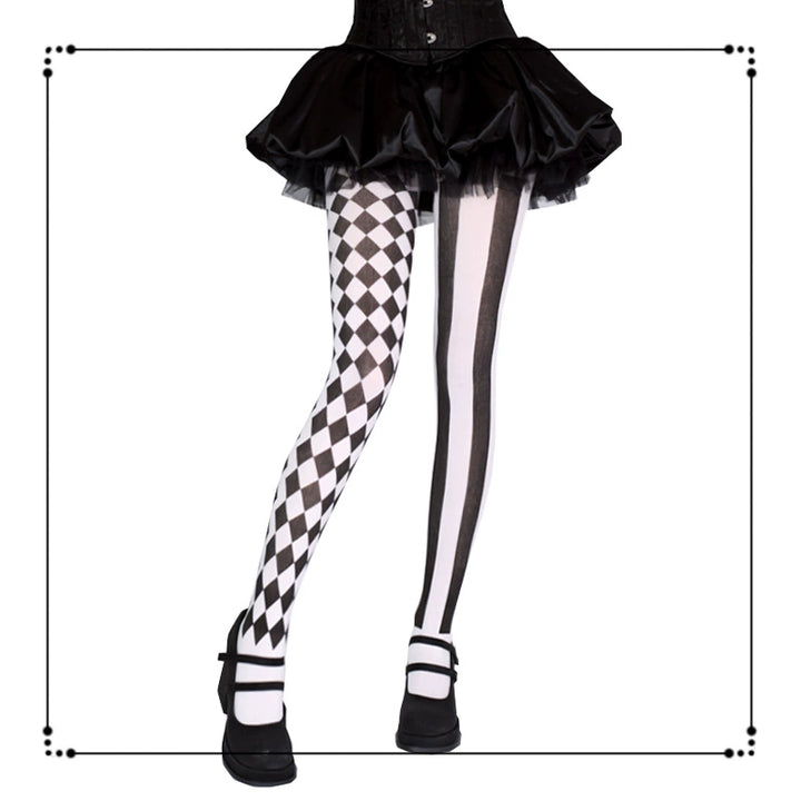 Halloween Style Striped & Checkered Pantyhose 44086:795581