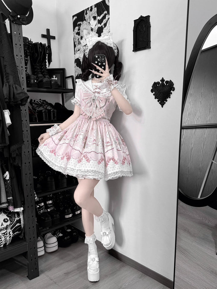 Ryousangata Dress Set, Bunny and Strawberry Dessert Prints 44783:836676