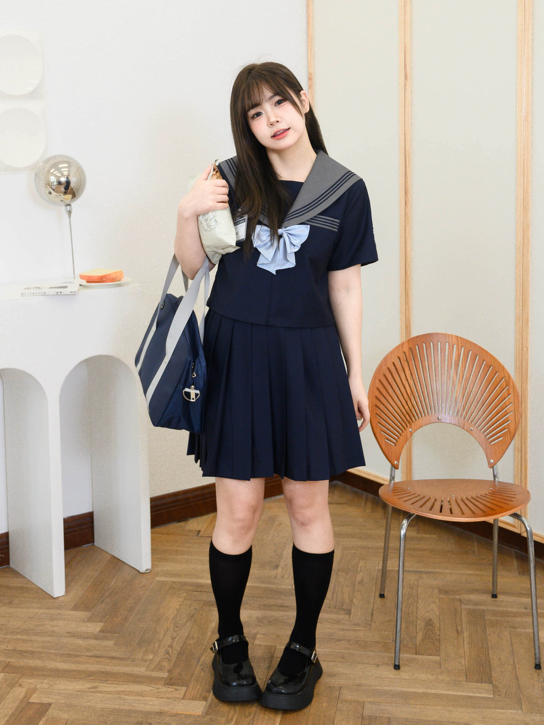 Plus Size Sailor Uniform Dark Blue Shirt Skirt 29780:359802 29780:359802