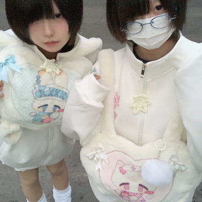 Jirai Kei Backpack White Heart Shape Double Sided Printed Bag 32932:436040