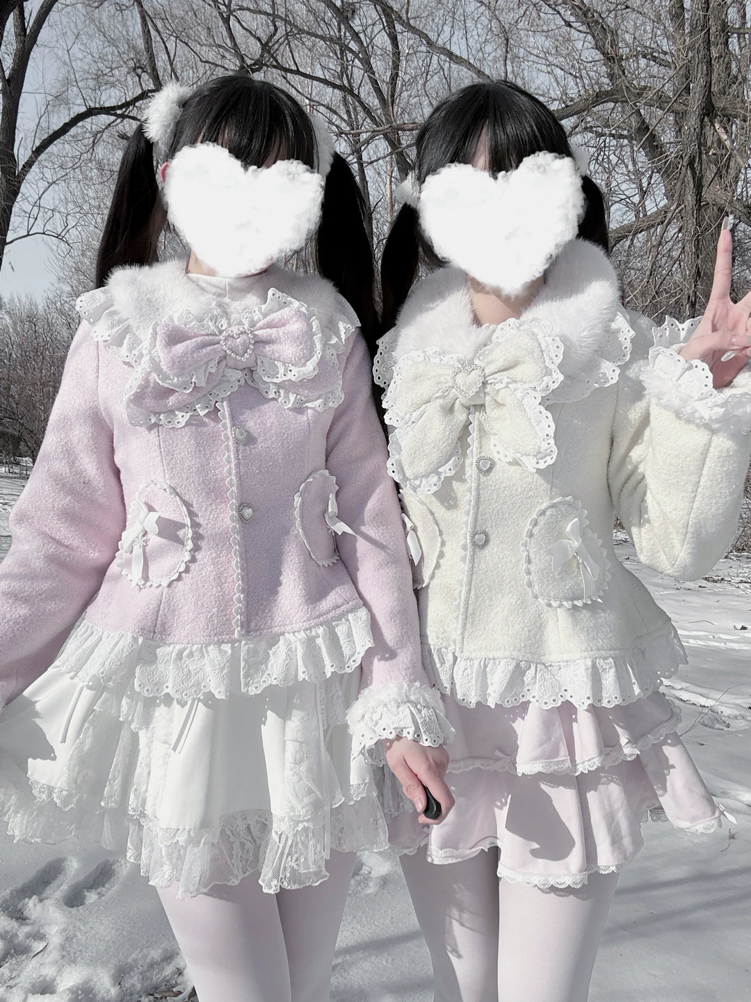 Wool-blend Ryousangata Short Coat, Heart-shaped Pockets 44681:819304