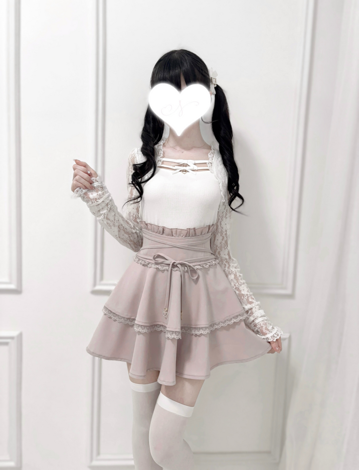 Solid Ryousangata Skirt, Built-in Safety Shorts 43656:782368