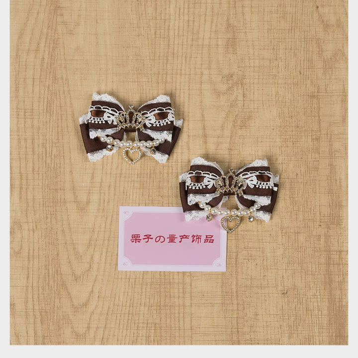 Ryousangata Hair Clip, Bow with Crown & Pearl 44743:823159