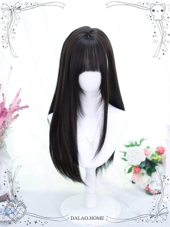 Lolita Wig Black Brown Wigs Medium Length Straight Wigs 35600:496386 35600:496386