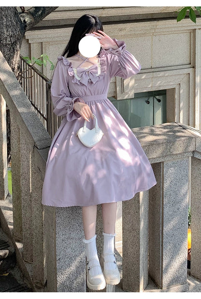 Elegant Lolita Dress Purple Lolita Dress Puff Sleeve Dress 36412:564148