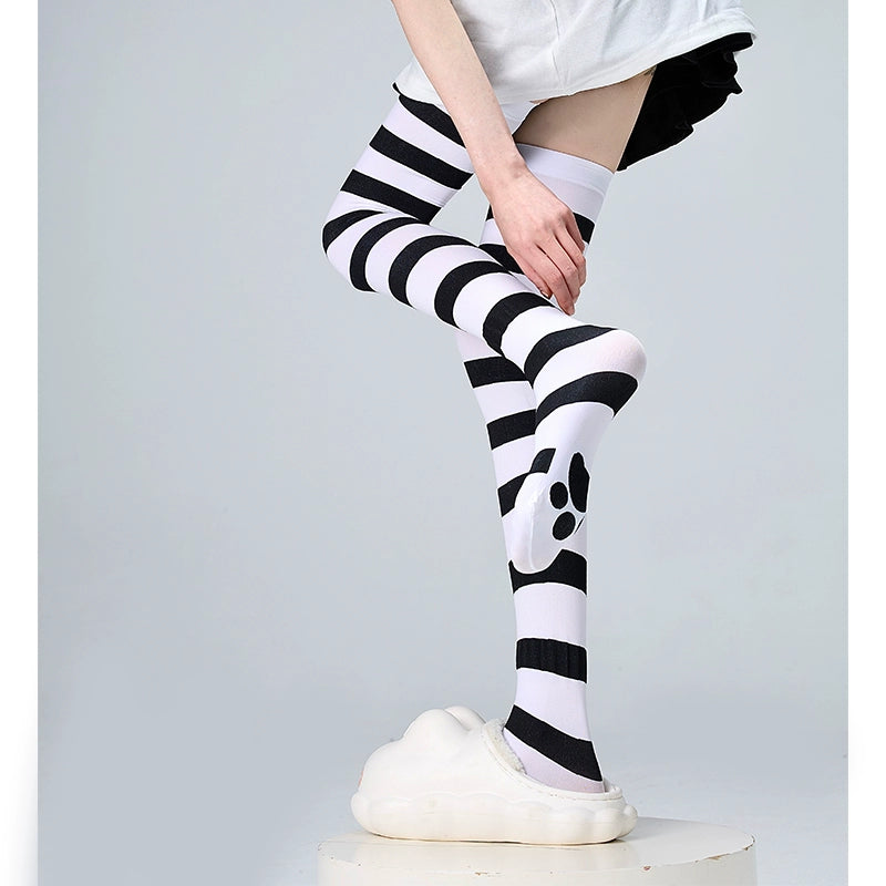 Jirai Kei Stockings Thigh-High Socks Striped Knee Socks (F) 36540:541324