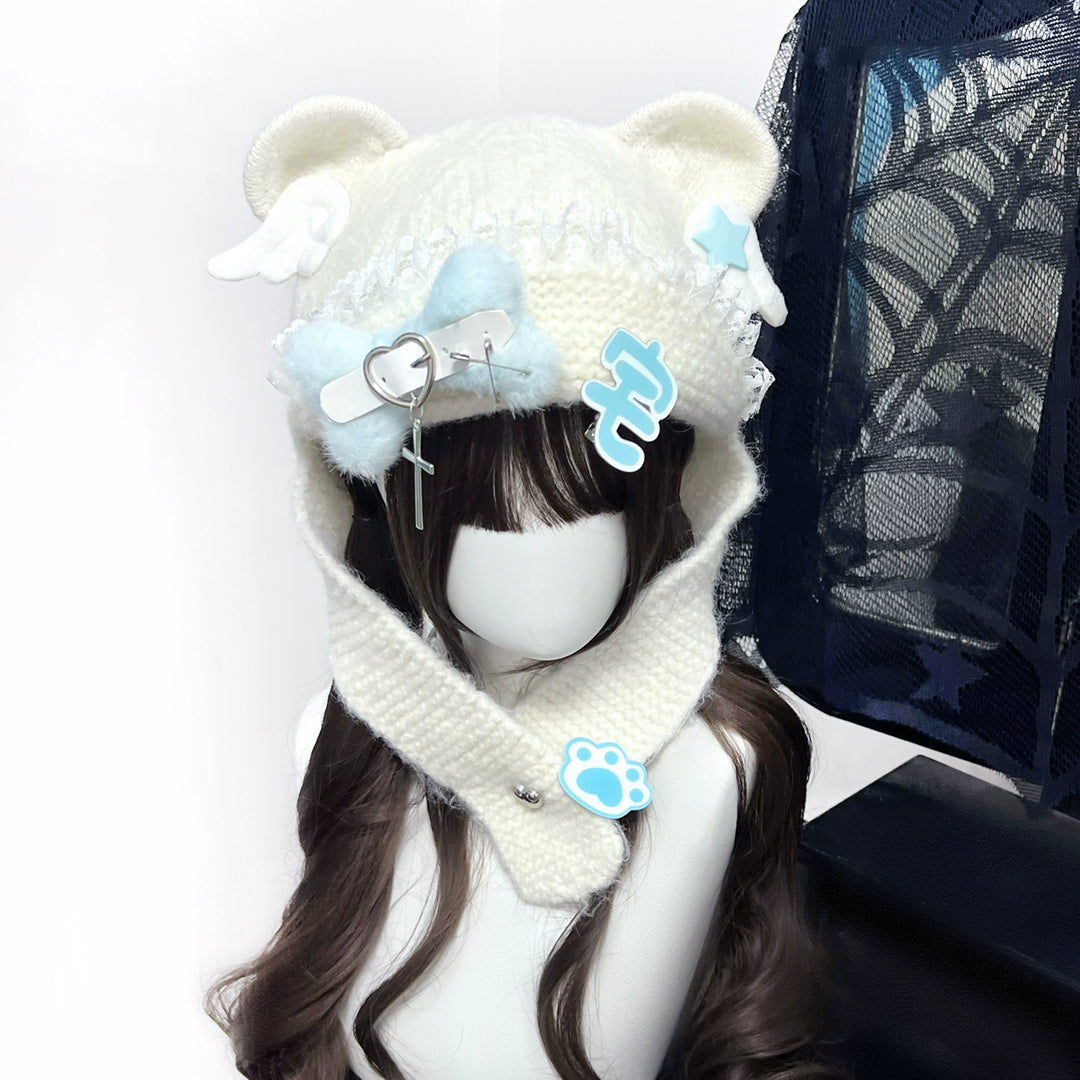 Y2K Knitted Hat Bear Ear Hat Cute Subculture Hat 41738:712280