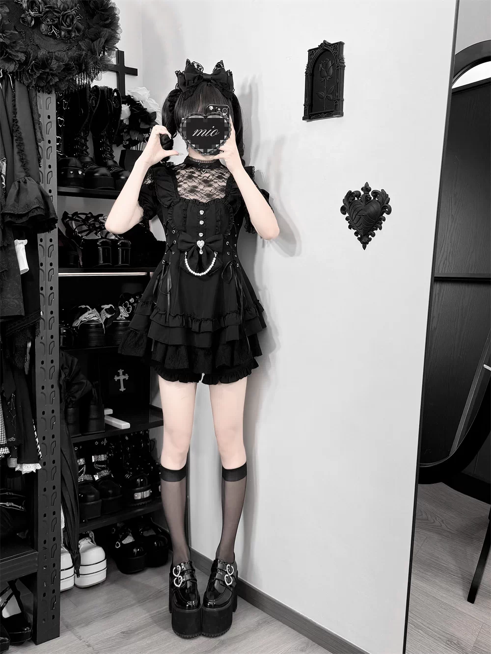 Ryousangata Dress and Shorts Set, Heart & Lace 45812:862909