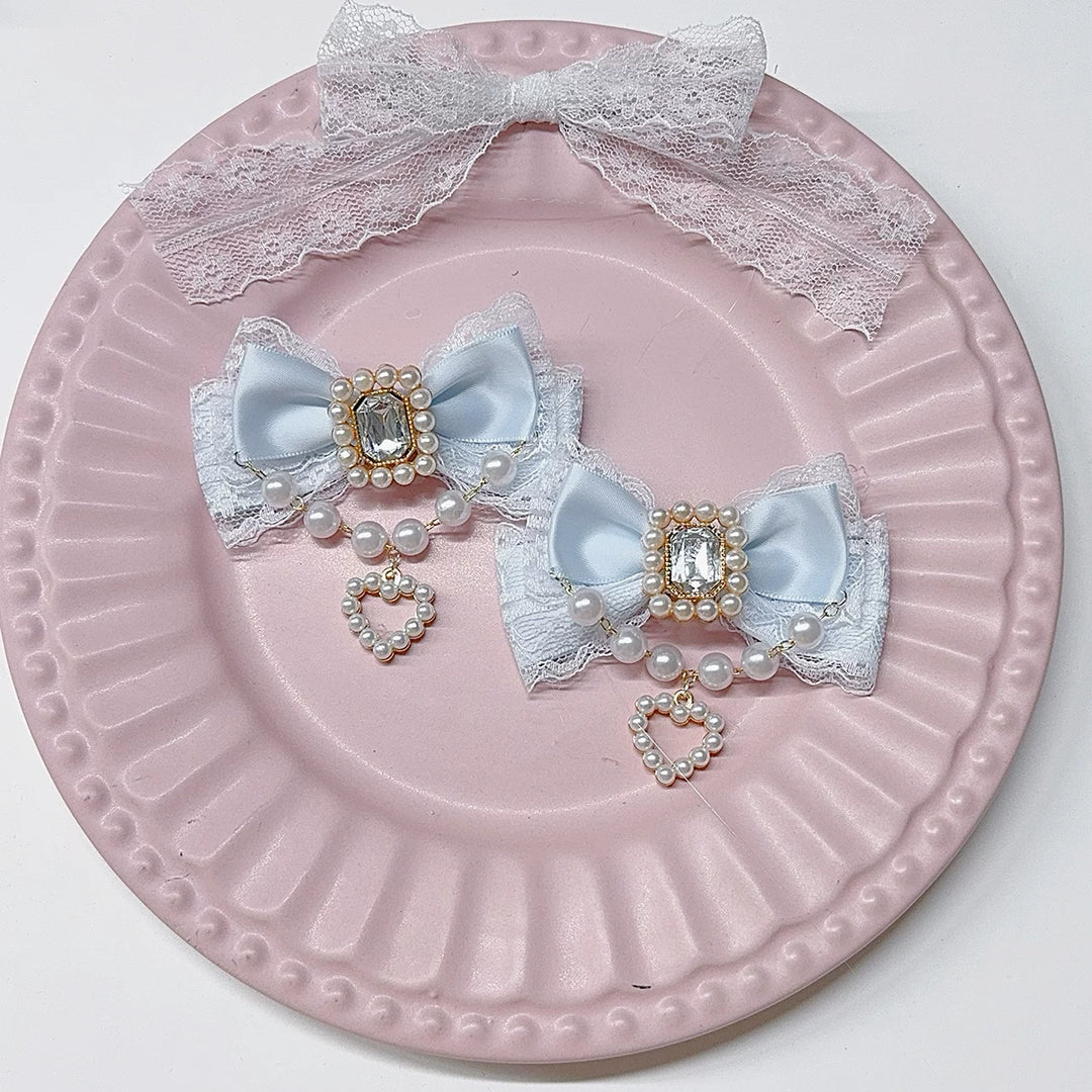 Jirai Kei Hair Clip, Rhinestone & Pearl Chain 44954:831438