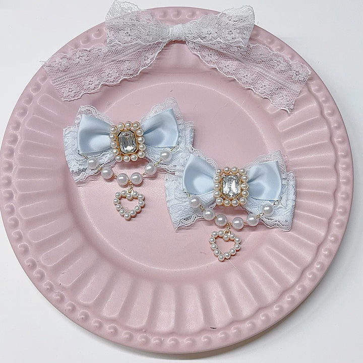 Jirai Kei Hair Clip, Rhinestone & Pearl Chain 44954:831438