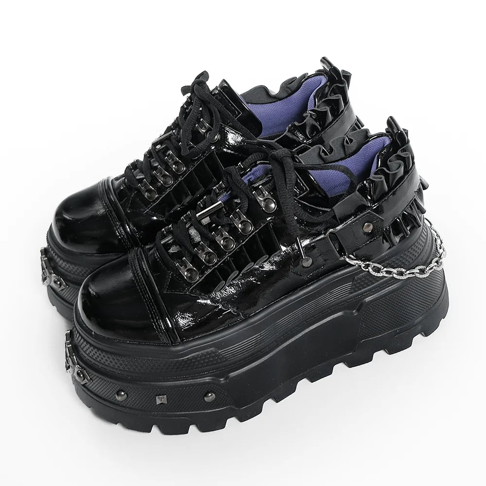 Punk Platform Shoes, Cross Accent & Detachable Heel Chains (35 36 37 38 39 40) 45950:872248
